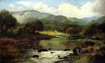 Un paisaje fluvial boscoso Benjamin Williams Leader Pinturas al óleo